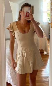 tan mini dress