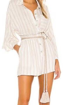 L'Academie Dolman Sleeve Striped The Alphonsine Romper White Beige Women's XS