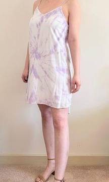 NWT  Tie Dye Slip Mini Dress - White/Lilac - S