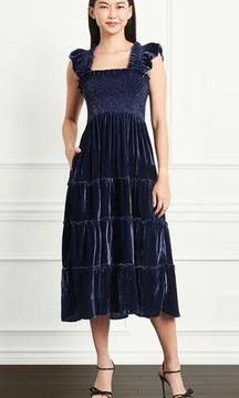 Hill House The Ellie Nap Dress In Navy Velvet Size XS