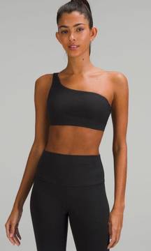 Ribbed Nulu Asymmetrical Yoga Bra In Black