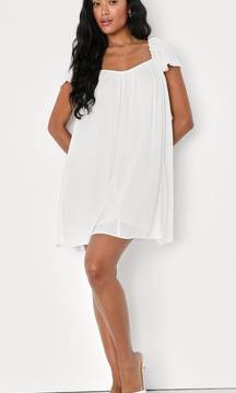 Satin Flutter Sleeve Baby Doll Dress