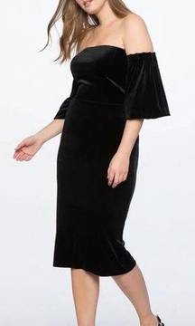 Eloquii black velvet strapless cocktail dress size 20