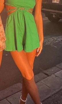 Green Strapless Cutout Romper