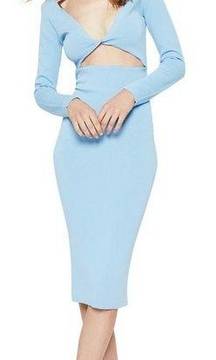 NWT Bardot Eliana Twist Front Knit Dress In Blue Cutouts Long Sleeves Bodycon XL