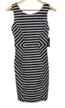 Bisou Bisou Black & White Chevron Cutout Mini Dress New