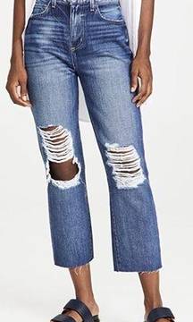 NEW L'Agence Adele Rigid Slim Stovepipe Jeans Newberry Distressed Crop