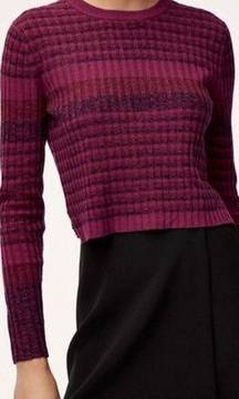 Babaton Nathaniel space dyed striped cropped sweater in raspberry size Large NWT