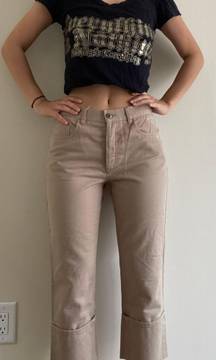 Beige Khaki  Capri Pants