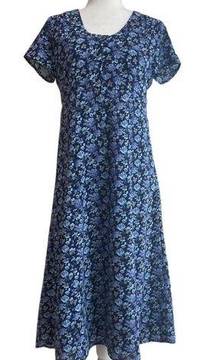 Croft & Barrow Blue Floral Womens Size 6 Short Sleeve Empire Waist Midi Dress