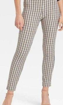 A New Day Side Zip Skinny Plaid High Rise Skinny Ankle Pants Tan Black SZ 18 NWT