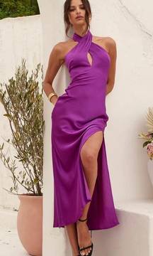 The Label Marissa Satin Halter Dress