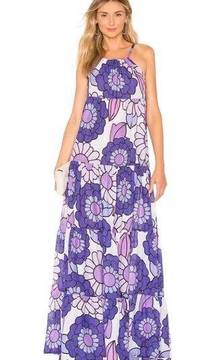 Dodo Bar Or Purple Dorothy Floral Print Maxi Dress Small
