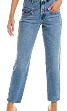 Ba&sh Sophia High Rise Mom Relaxed V-Shaped Yoke Straight Leg Jeans Light Wash