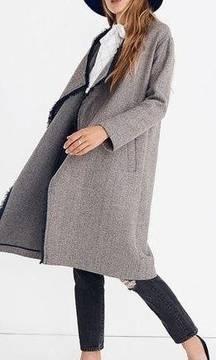 MADEWELL Fringed Herringbone wool blend Robe trench Coat with pockets