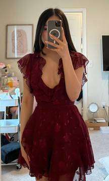 wine red mini wrap dress