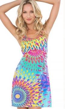 Rainbow Printed Mini Dress