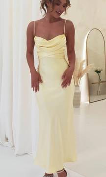 SOFT SATIN MIDI DRESS | BUTTER YELLOW