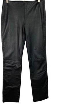 DKNY Black Mixed Media Leather Straight Leg Pants 6