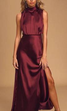 Wine Satin Formal Dress