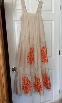 Tiered Cotton Maxi With Embroidery Size XS