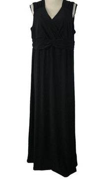 NY Collection 1X-Large Maxi A-Line Dress Sleeveless Stretch Empire Waist Black