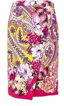 Etro paisley floral faux wrap pencil skirt