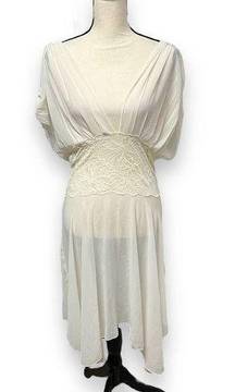 90s Victoria's Secret Cream Lace Chiffon Goddess Lingerie Slip Nightgown