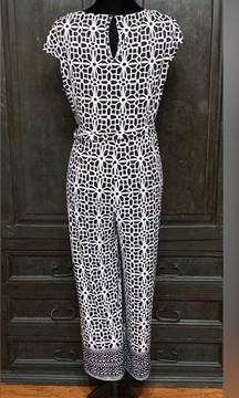 black/white sleeveless jumpsuit. medium