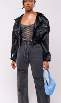 PLT black Baggy ripped Low Rise Boyfriend Jeans 