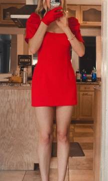 Red Mini Dress Cap Sleeve 