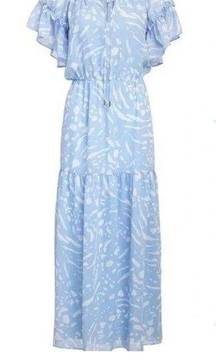 NWT Anna Cate Blue Animal Print Jill Maxi Dress - size Large