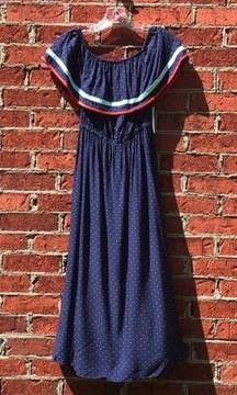 Navy Colorful  Polka Dot Ruffled Maxi Dress