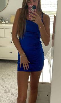 Blue Silk Hoco Dress W Built In Bra 