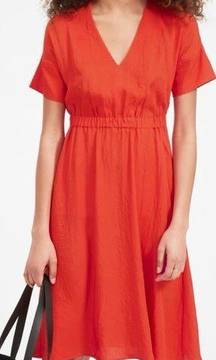 Everlane The Japanese GoWeave Light V-Neck Dress in Orange Size 8