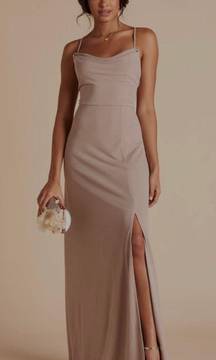 Ash Crepe Taupe Maxi Dress