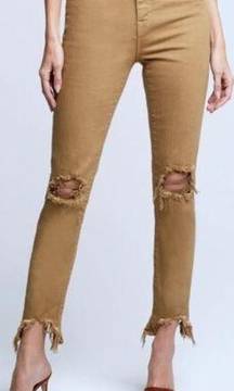 L'Agence Highline High Rise Destroyed Skinny Jeans in Sahara