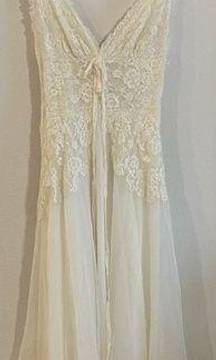 Vintage Gotham Ivory Lace Negligee Nightgown, Size Small