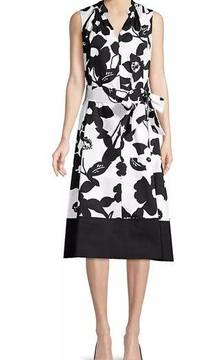 Natori Garden Mandarin Dress - Floral - Black Multi/Neutral Black - S