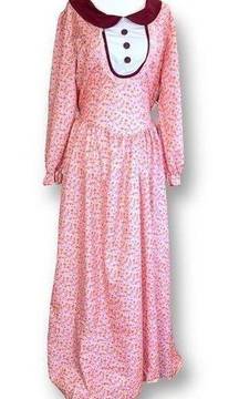 Forum Novelties Dress Retro Prairie Style Pink Maroon Floral Halloween Costume