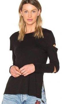 n:Philanthrophy Gloria Long Sleeve Cutout Top Tee Shirt Black Size Medium