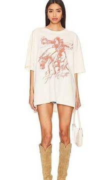 Daydreamer Free People Fort Worth Cowboy Rodeo Tee Stone Vintage One Size DT150