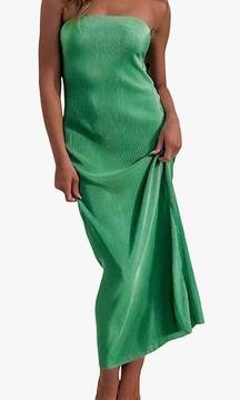 Green Strapless Maxi Dress