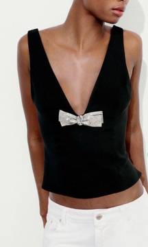 Rhinestone Bow Tie Top