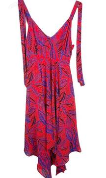 ALEXIS for Target Tropical Leaf Tie Shoulder Strap Asymmetric Dress Size XXS