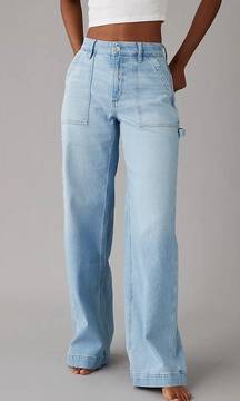 Dreamy Drape Stretch Super High-Waisted Baggy Wide-Leg Jean in Easy Breezy Blue