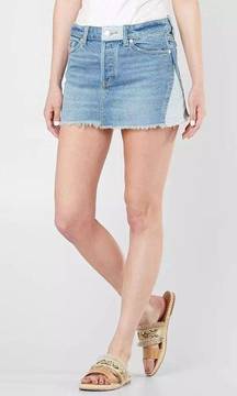 Patched Denim Mini Skirt