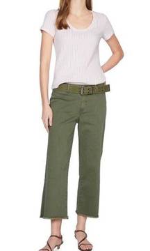 NWT Sanctuary Wide Leg Raw Hem Crop Pants Women's Size 24 Light Aged Green