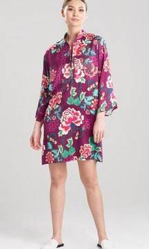 NWT Natori Kasumi Mandarin Sleepshirt 3/4 Length Purple Floral Size XL