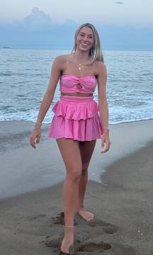 Pink Two Piece Skirt Set